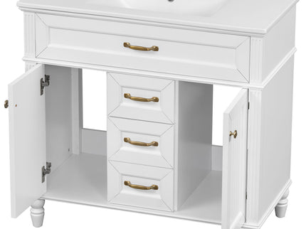 Bathroom Vanity With Sink, Flip-Out Top Drawer, Soft Close Doors, 2 Storage Drawers