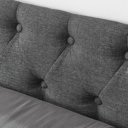Upholstered Tufted Daybed With 2 Drawers, Waved Arms