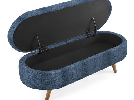 Modern Ottoman Oval Storage Bench With Rubber Wood Legs