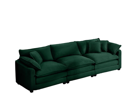 Mid-Century Modern 3 Seater Sectional Sofa With Arm And Throw Pillows