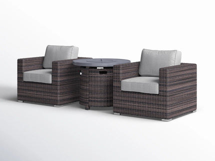 Rattan Patio Set With Comfortable Cushions And Fire Pit