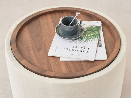 Nesting Ottomans, Round Coffee Table & Bench With Tray (Set of 2)