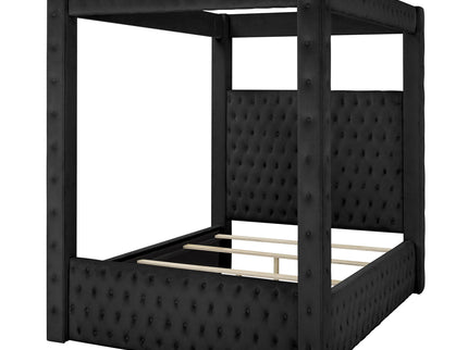 Modern 4 Poster Bed With Tufted Headboard And Footboard