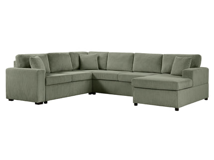 Oversized Sectional U-Shaped Sofa With Chaise Lounge And Three Soft Throw Pillows