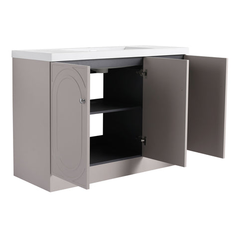 Contemporary Freestanding Bathroom Vanity With Resin Sink & Soft-Close Cabinet Doors