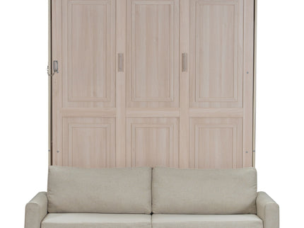 Queen Size Murphy Bed With Sofa And LED - Beige