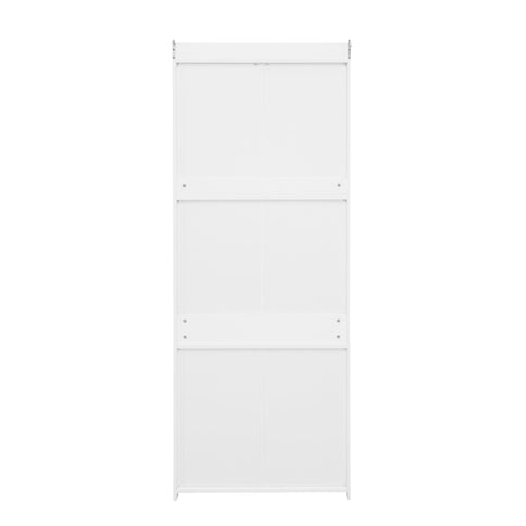 Wardrobe With 3 Drawers High Wardrobe Armoire With Rattan For Living Room Organizer - White