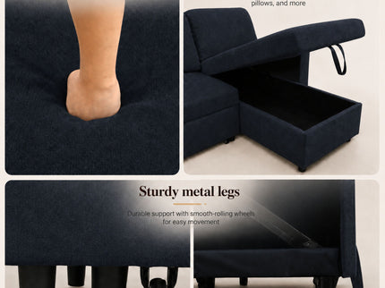 L - Shaped Convertible Sofa Bed With Storage Chaise