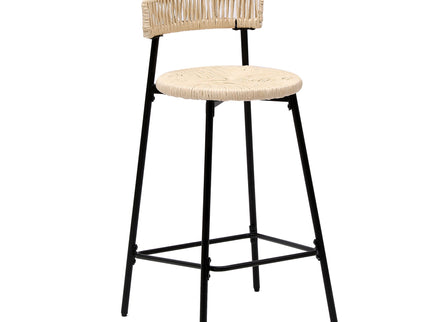 Boho Style Handwoven Paper Rope Counter Stools (Set of 2)
