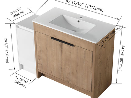 Freestanding Bathroom Vanity With Sink And Storage Cabinets, Soft Closing Doors