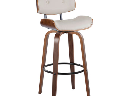 Lombardi - Mid-Century Modern Fixed Height Barstool With Swivel With Round Footrest (Set of 2)