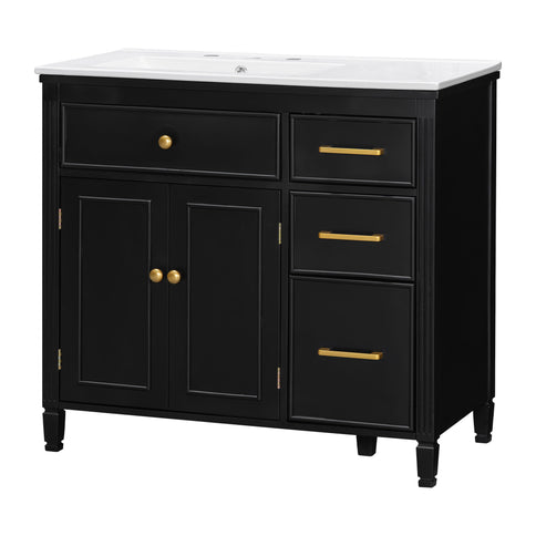 Bathroom Vanity With Sink Top, 3 Soft Closing Drawers