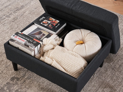 Upholstered Armchair And Storage Ottoman Set, Comfortable Single Sofa With Cup Holders And Tufted Detailing, Ideal For Living Room Or Bedroom