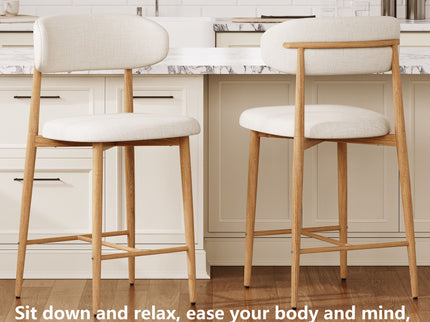 Upholstered Counter Height Bar Stools For Kitchen Island (Set of 2) - Beige
