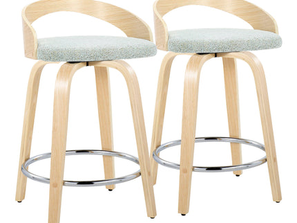 Grotto - Contemporary Fixed Height Counter Stool & Swivel, Round Footrest (Set of 2)