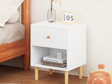 Nightstand With 1 Drawer And 1 Shelf - White