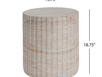 Elegant Outdoor / Indoor Lightweight Concrete Side Table With Travertine - Beige