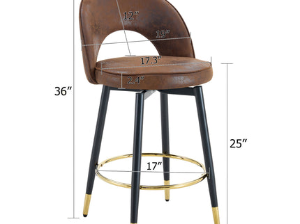Upholstered Rotatable Bar Chair With Metal Legs For Dining Room