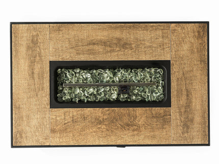 32" Propane Gas Fire Pit Table With Propane Tank Cover, 50000 Btu Rectangular Steel Fire Pit With Beautiful Wicker Base