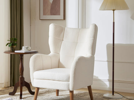 Accent Chair With Birch Wood Legs - White