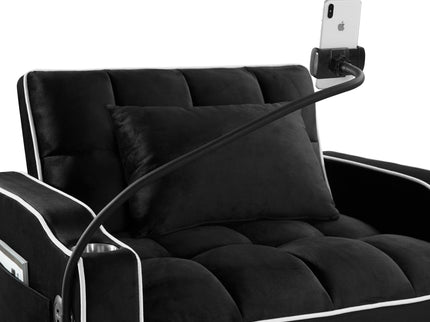 Convertible Sleeper Chair Sofa Bed Adjustable Pull Out Sleeper Chair Bed Multi-Pockets Folding Sofa Bed For Living Room Bedroom Small Space, 3 In 1 Sofa Bed