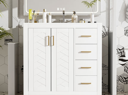 Bathroom Vanity With Sink Combo, Storage Cabinet, Freestanding Set With 3 Drawers & Soft Closing Doors