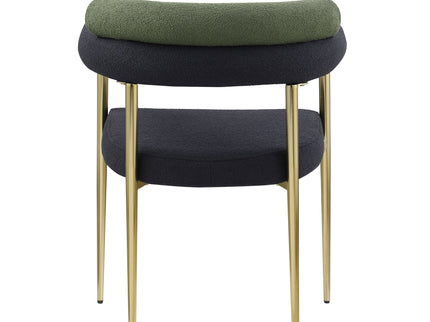 Dining Chairs (Set of 2), Mid-Century Modern Dining Chairs, Kitchen Dining Room Chairs, Round Boucle Backrest Sherpa Dining Chair With Brushed Metal Legs