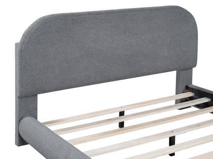 Upholstered Platform Bed With Thick Solid Frame And Stylish Curve-Shaped Design