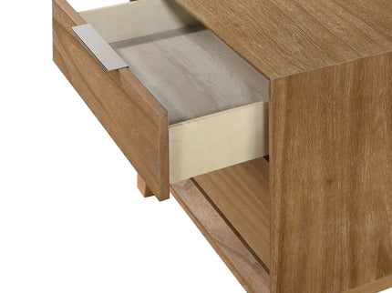 1 Piece 2 Drawer Nightstand - Natural Wood