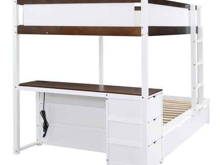 Bunk Bed With Twin Size Trundle, Storage And Desk