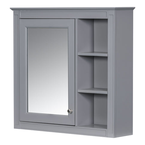Bathroom Vanity With Top Sink, Freestanding Storage Cabinet With 2 Doors And 3 Drawers, Mirror Cabinet Included - Gray