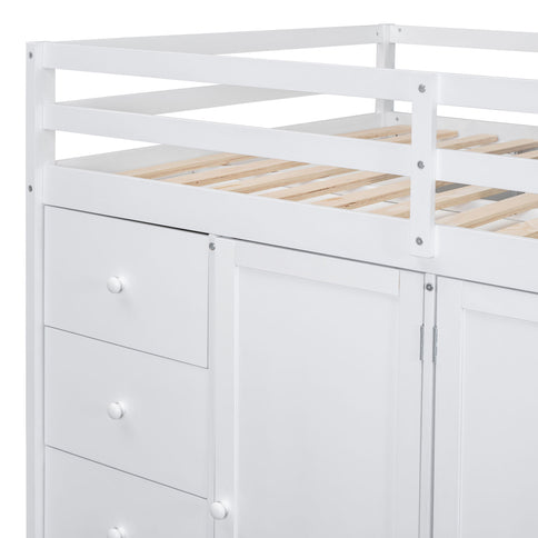 Loft Bed With Built In Wardrobes, Cabinets And Drawers