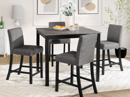 5 Piece Counter Height Table Set, Square Table And 4 Upholstered Chairs