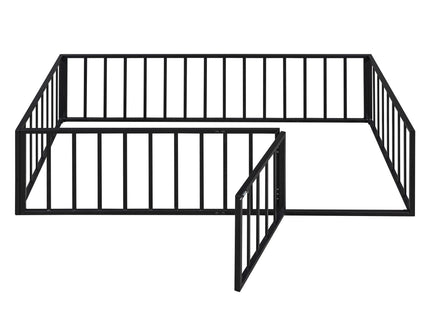 Metal Floor Bed Frame With Fence And Door