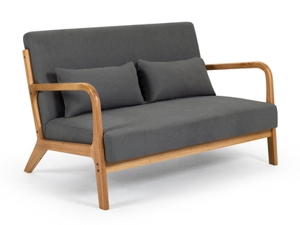 Leisure Chair With Solid Wood Armrest And Feet, Mid-Century Modern Accent Sofa, 2 Seat