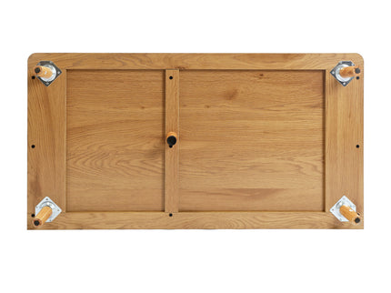 Fluted Coffee Bar Cabinet With Mini Fridge Space & Charging Station - Natural