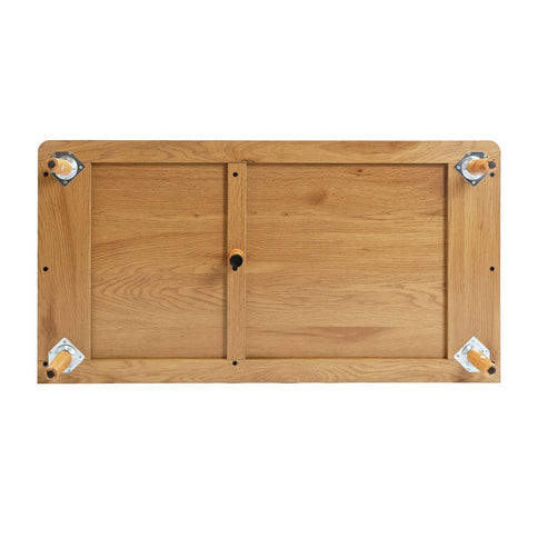 Fluted Coffee Bar Cabinet With Mini Fridge Space & Charging Station - Natural
