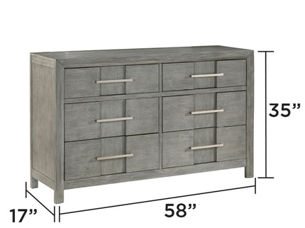 6 Drawer Dresser - Gray - Wood