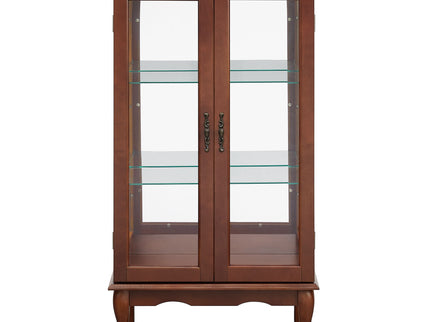 Curio Cabinet Lighted Curio Diapaly Cabinet With Adjustable Shelves And Mirrored Back Panel, Tempered Glass Doors (3 Tier), (E26 Light Bulb Not Included)