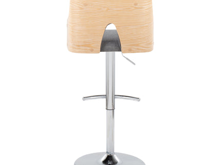 Stella - Contemporary Adjustable Barstool Stool With Swivel & Rounded T Footrest (Set of 2)