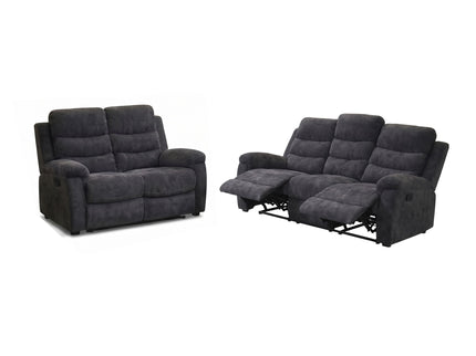 2 Piece Reclining Sofa Set, 3 Seat Sofa & 2 Seat Loveseat, 150° Recline - Dark Gray