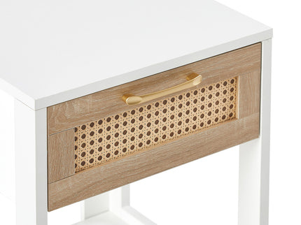 15.75" Rattan End Table With Drawer, Modern Nightstand, Side Table For Living Room, Bedroom