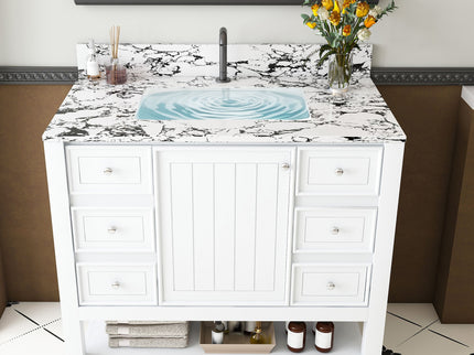 Bathroom Vanity Set With 3 Drawers And Storage Cabinet, Single Faucet Hole - White