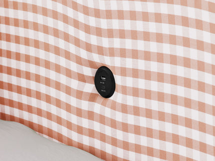 Gingham Daybed & USB Charging Port, Wave Shaped Design