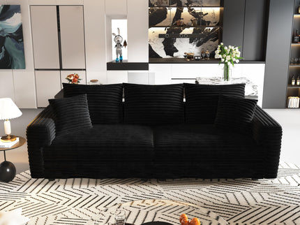 Convertible Deep Seat Sofa With Soft Pillows And Ottomans