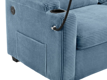 Sleeper Sofa Loveseat Sofa With Full Size Mattress, 2 USB Ports, 2 Cup Holders, 2 Side Pockets And Phone Holder