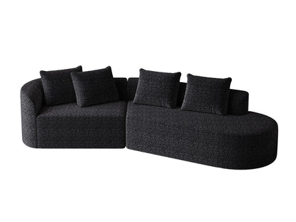 Upholstered Oversized Sectional Sofa, 4 Seater Extra Deep & Wide Curved Cloud Couch With 4 Throw Pillows For Living Room - Black