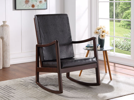 Raina - Synthenic Leather Rocking Chair - Espresso