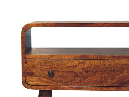 Mini Curved Media Unit - Chestnut