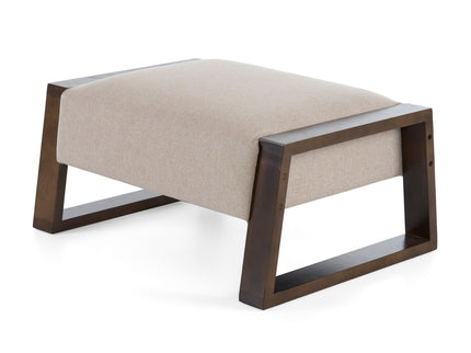 Sleek And Stylish Ottoman Polyester With Rubberwood Legs - Beige